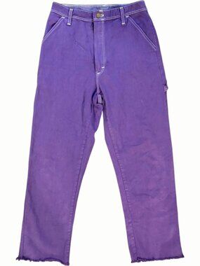Vintage Stan Ray USA Purple Carpenter Pants Distressed Workwear Raw Hem